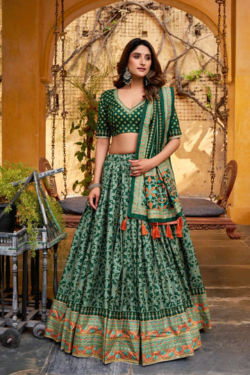 tasar silk printed lehenga choli