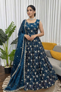 teal color anarkali dress