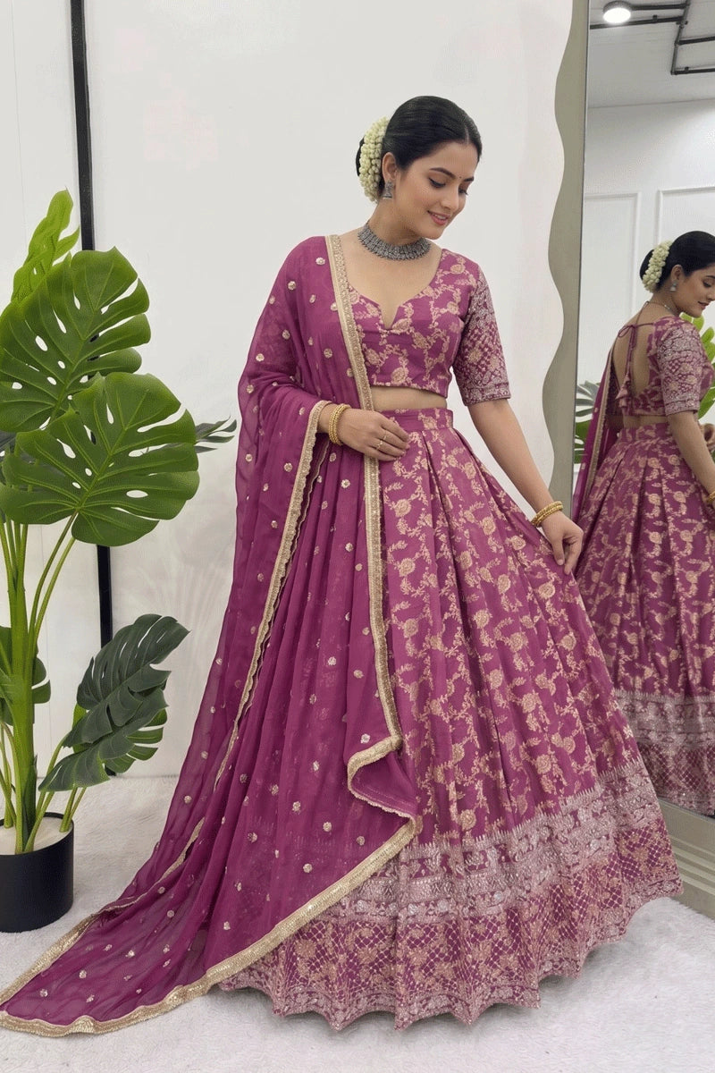 jacquard silk lehenga choli