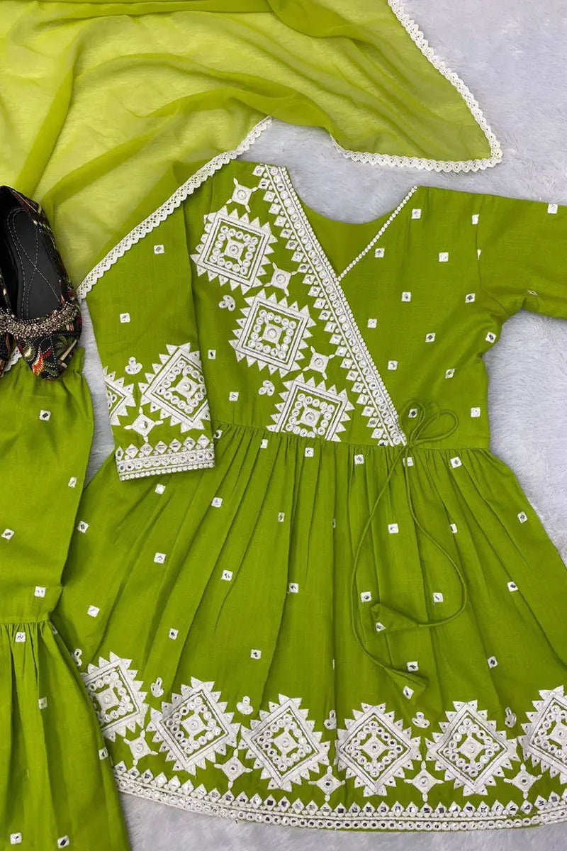 Buy Parrot Green Sharara Dress For Girl - Anaya Designer Studio Buy Parrot Green Sharara Dress For Girl - Anaya Designer Studio