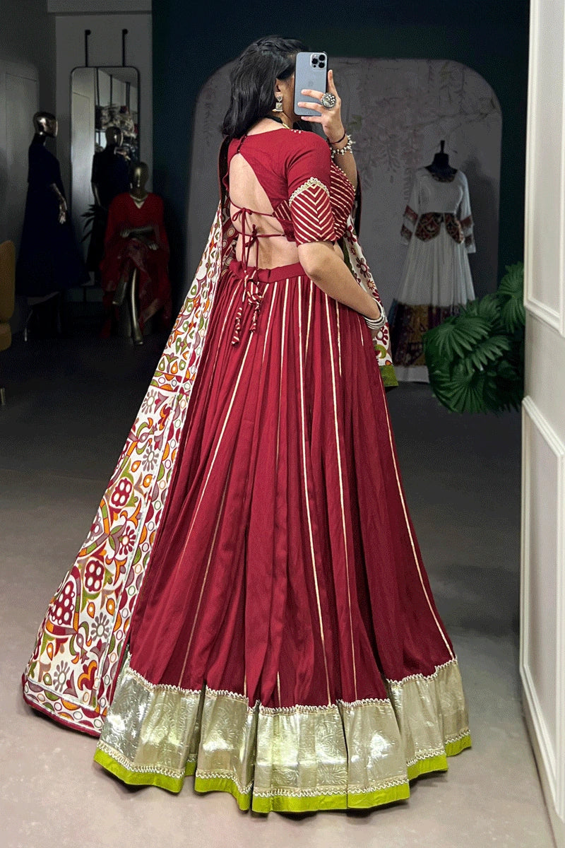 traditional gamthi print lehenga choli