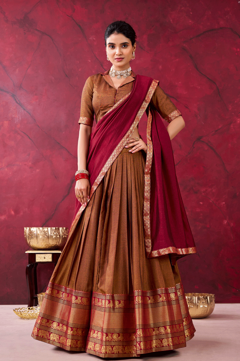 traditional pattu half saree for women
