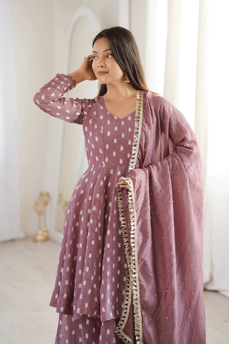 crunchy silk sharara suit