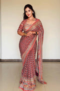 traditional real mirror work saree