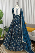 traditional teal anarkali outfit