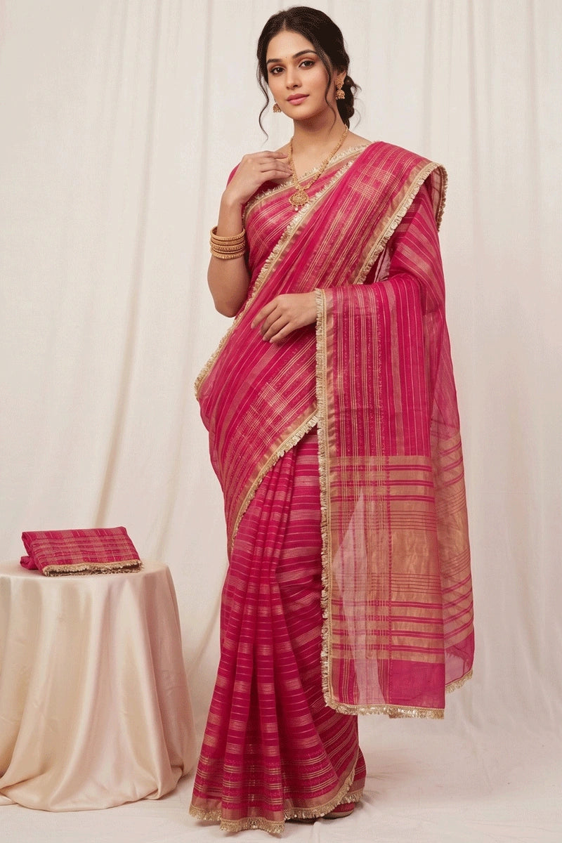 traditional tissue silk saree for wedding guest