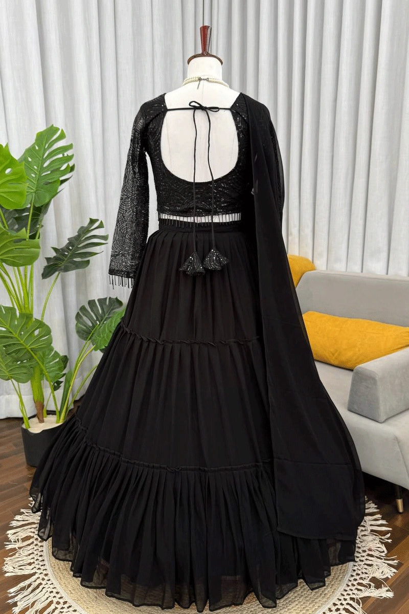 trendy black lehenga design