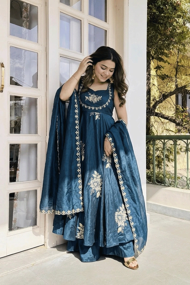 trendy teal anarkali suit
