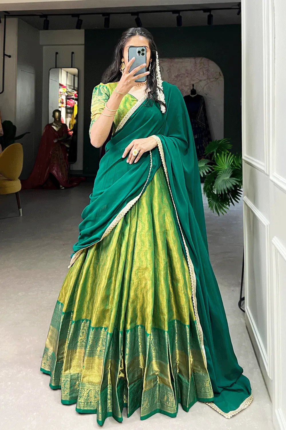 trendy lehenga half saree collection