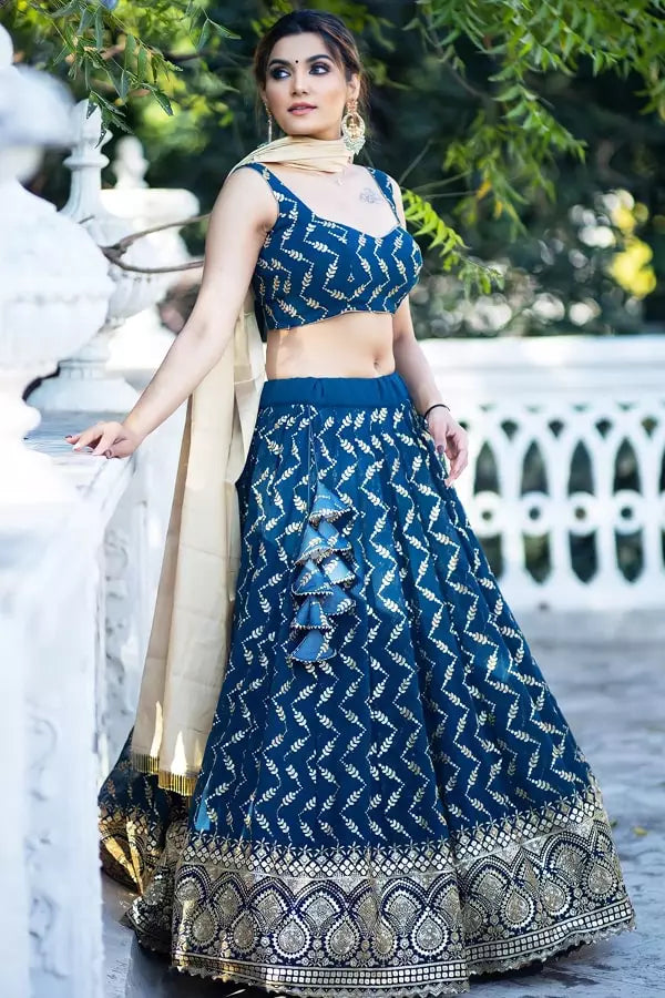 New Crop Top Lehenga Designs For Girls 2022 Sequence - Anaya Designer Studio