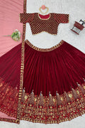 velvet red lehenga for bridal look