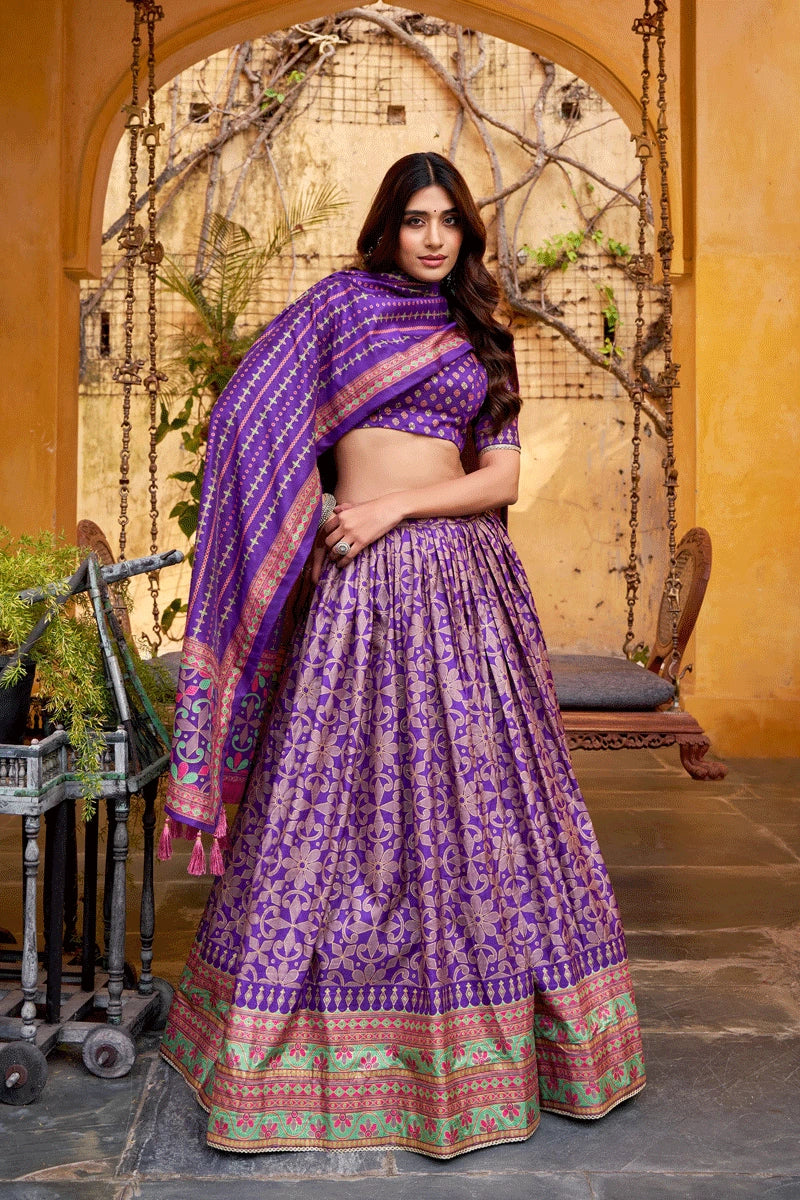 wedding function printed lehenga