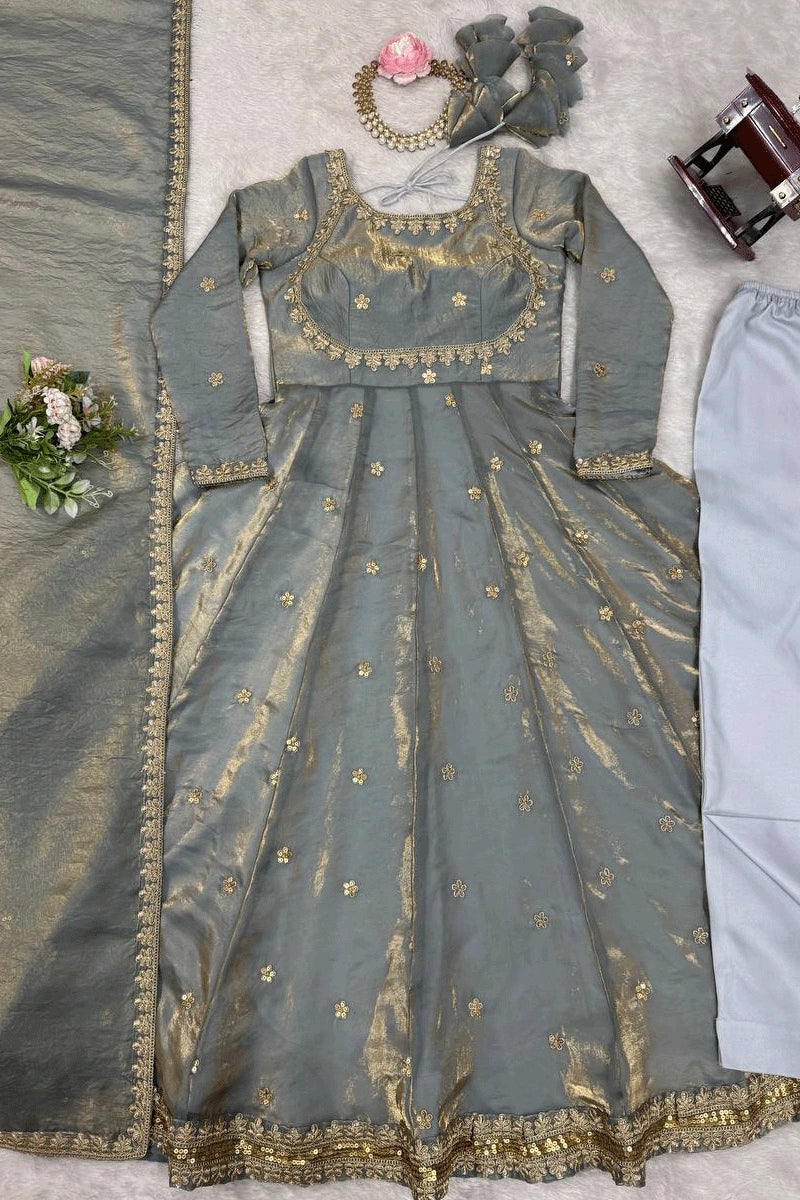 wedding function silk anarkali