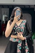 wedding guest black lehenga