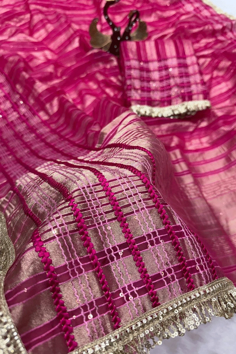 wedding guest tissue silk saree