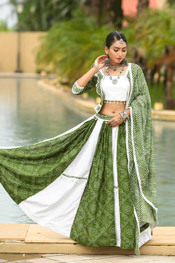 white and green lehenga choli