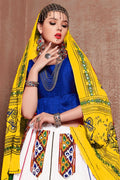 white chaniya choli with yellow dupatta