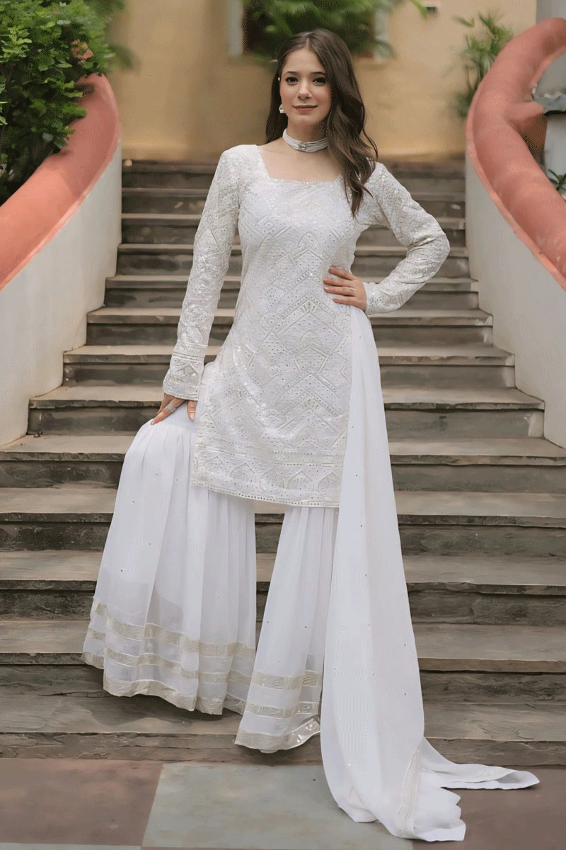 white color sharar suit for wedding