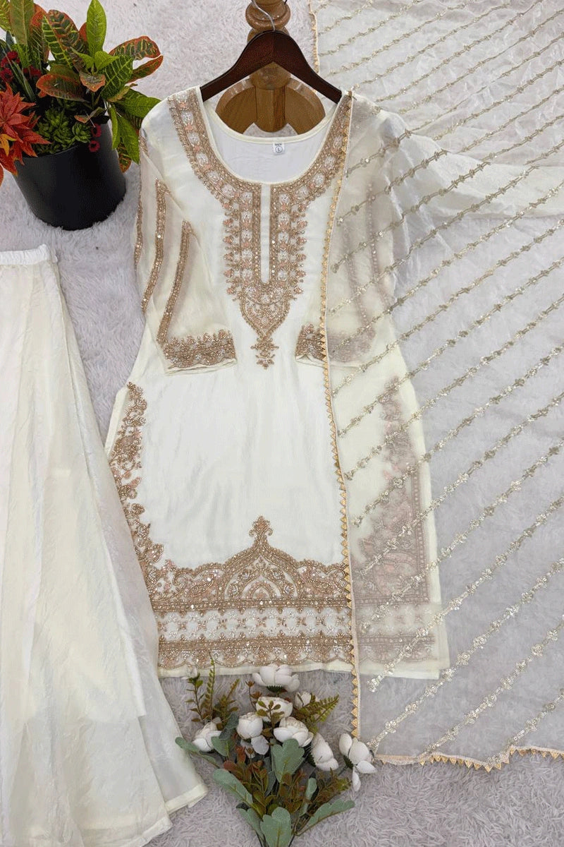 white ethnic plazzo set