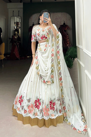 white georgette lehenga choli