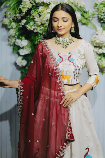 white lehenga with wedding