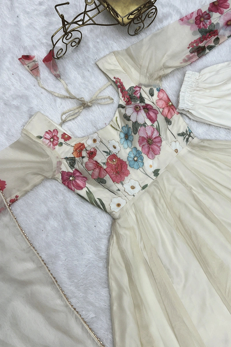 white party wear floral dress