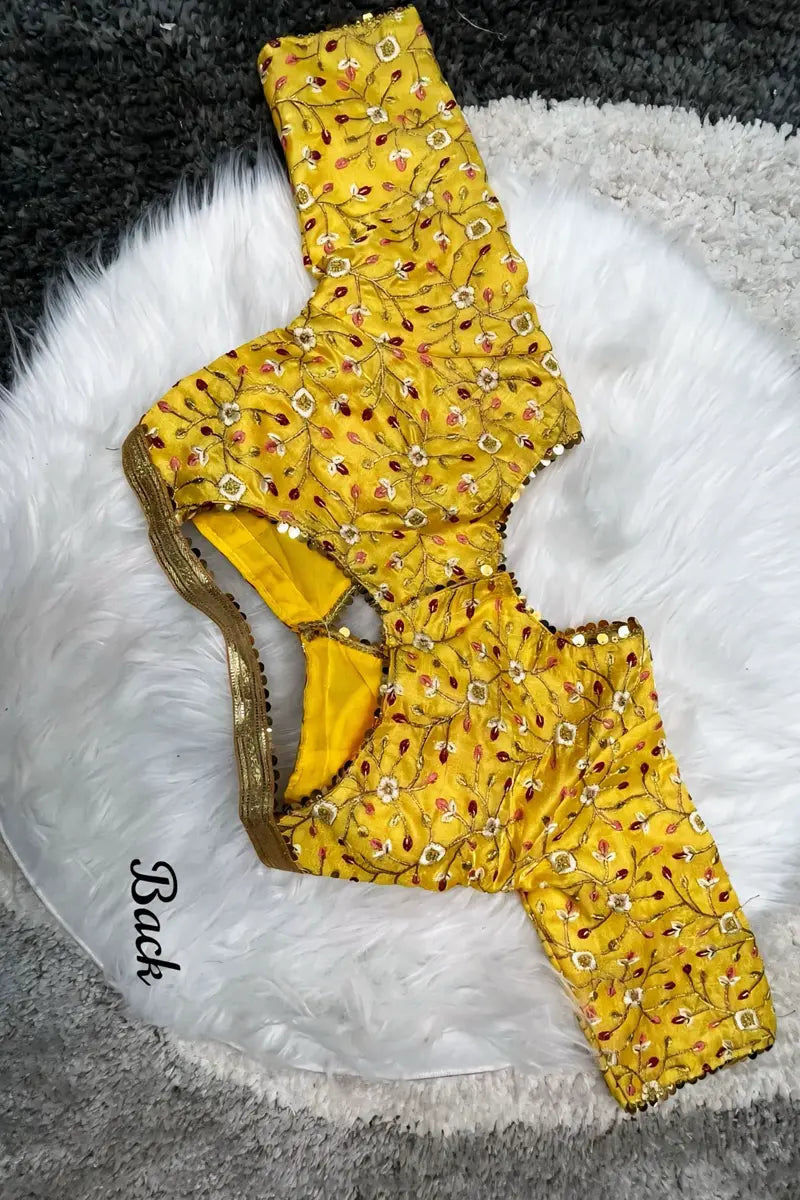 yellow colour blouse design