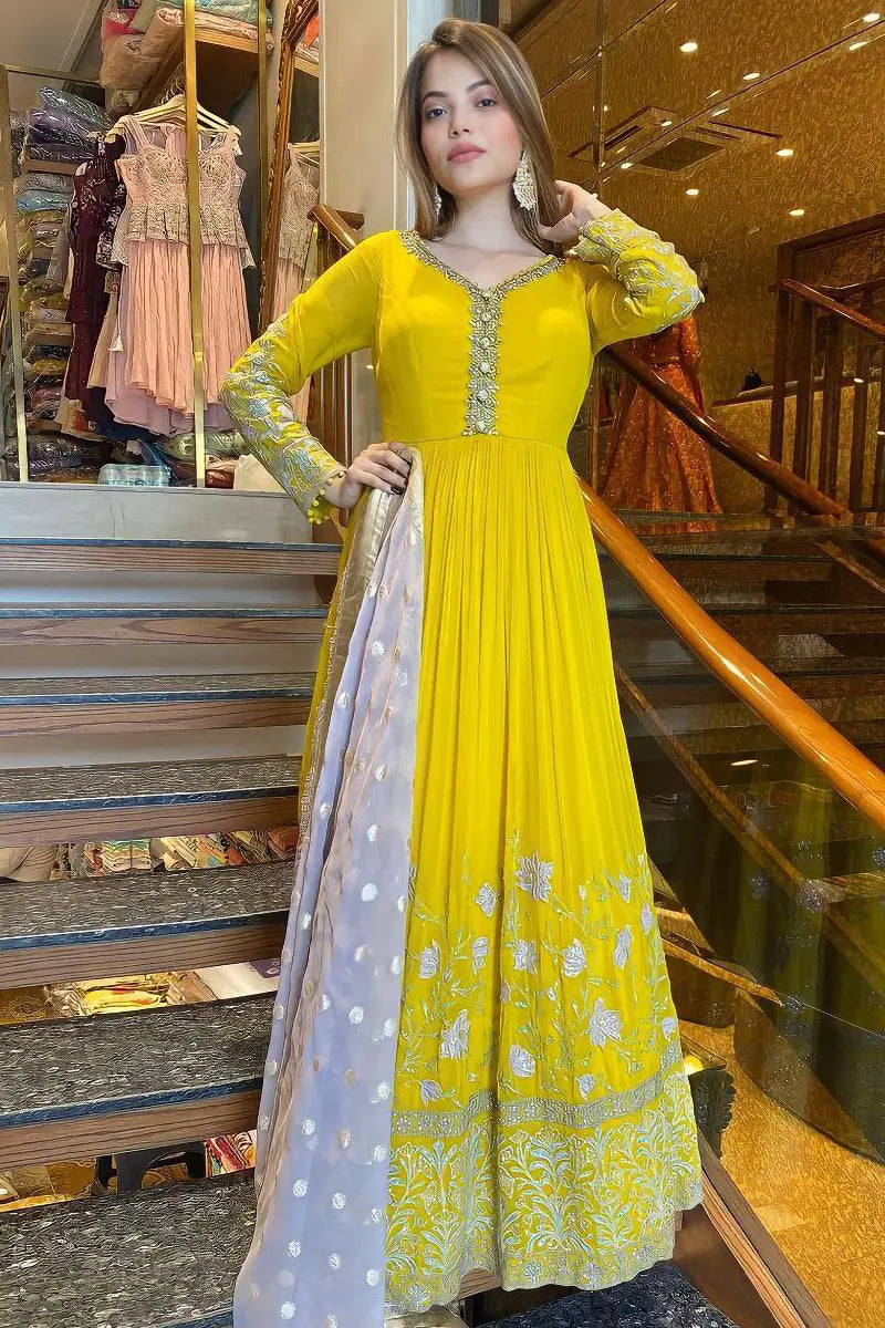 yellow gown for raksha bandhan 2023