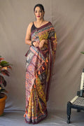 yellow kalamkari sarees