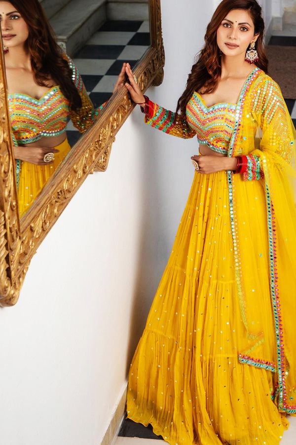 online shopping yellow lehenga for haldi with price - Anaya Designer Studio