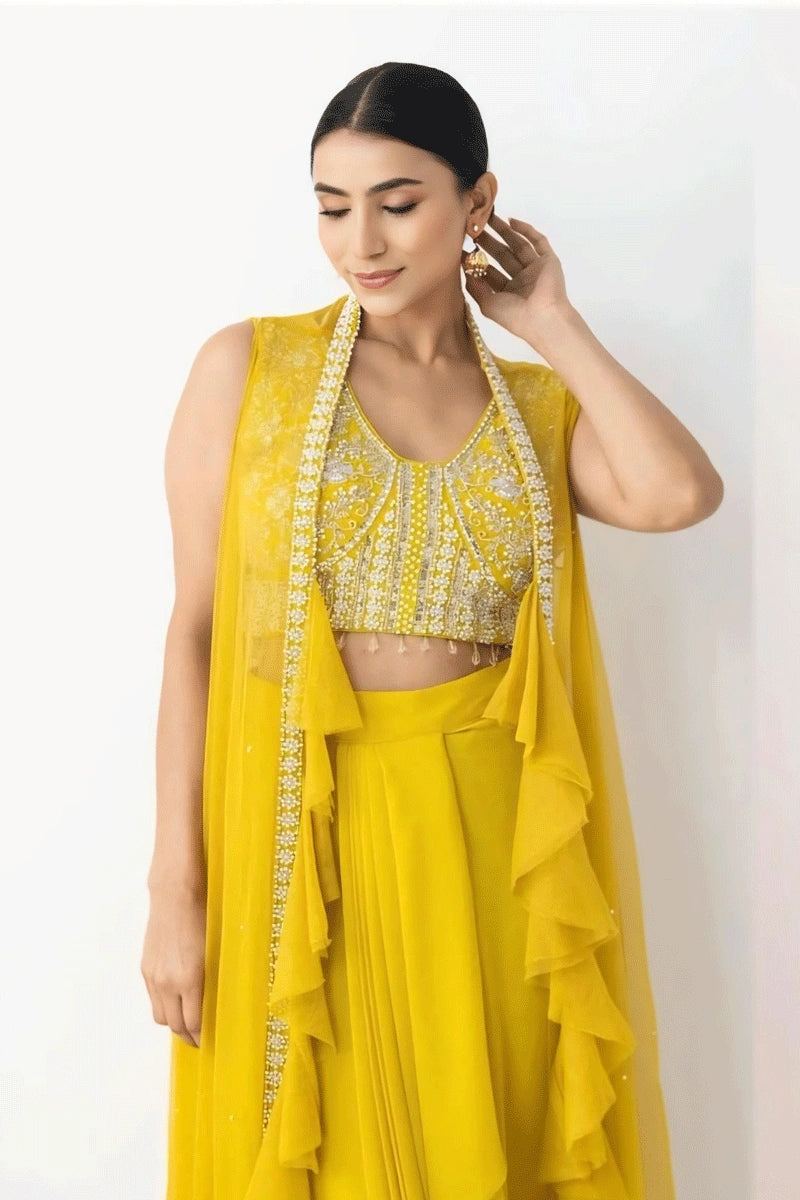yellow color dhoti koti