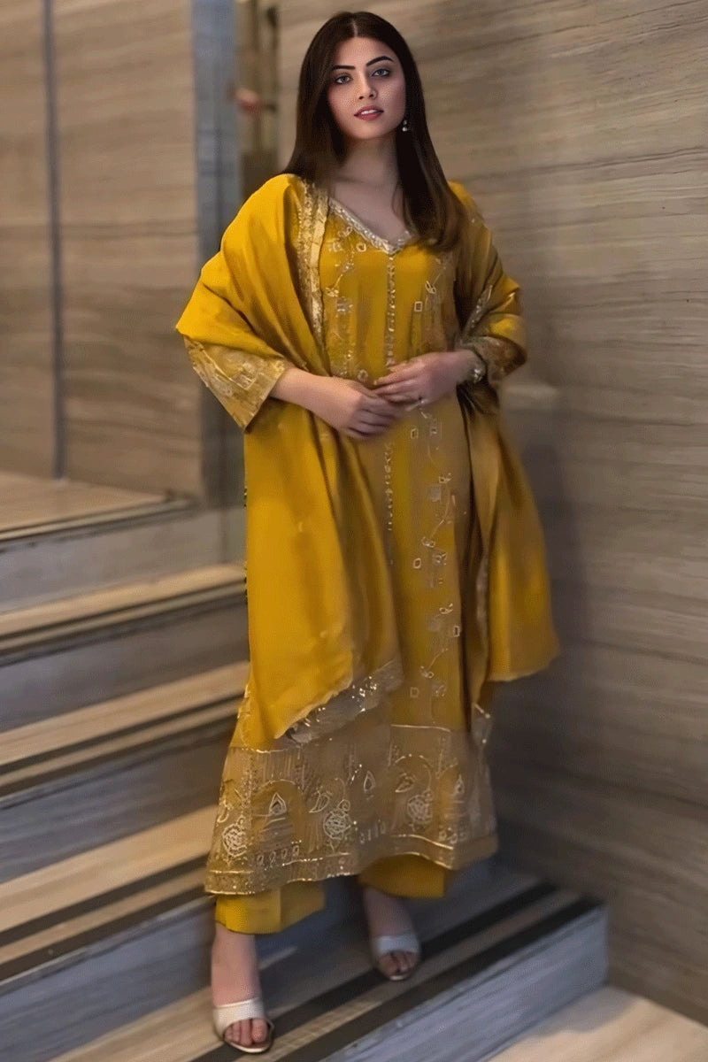 yellow color dress for haldi function