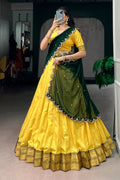 yellow color half saree for girls