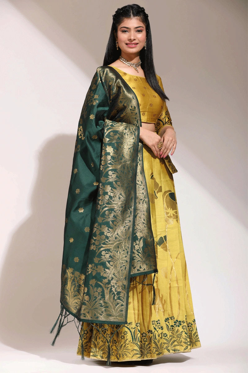 yellow colour half saree for wedding