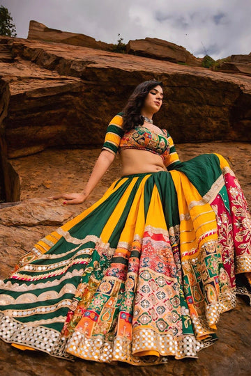 yellow green lehenga choli for garba