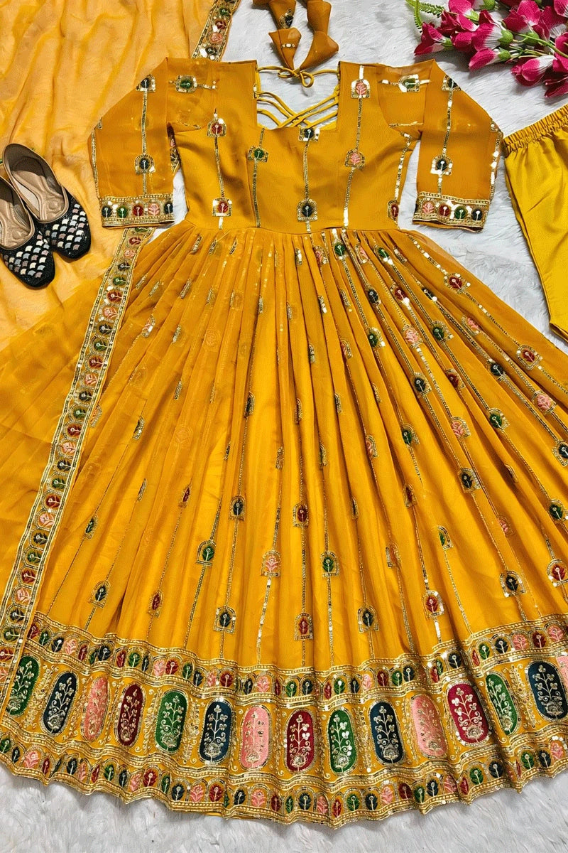 yellow anarkali dress