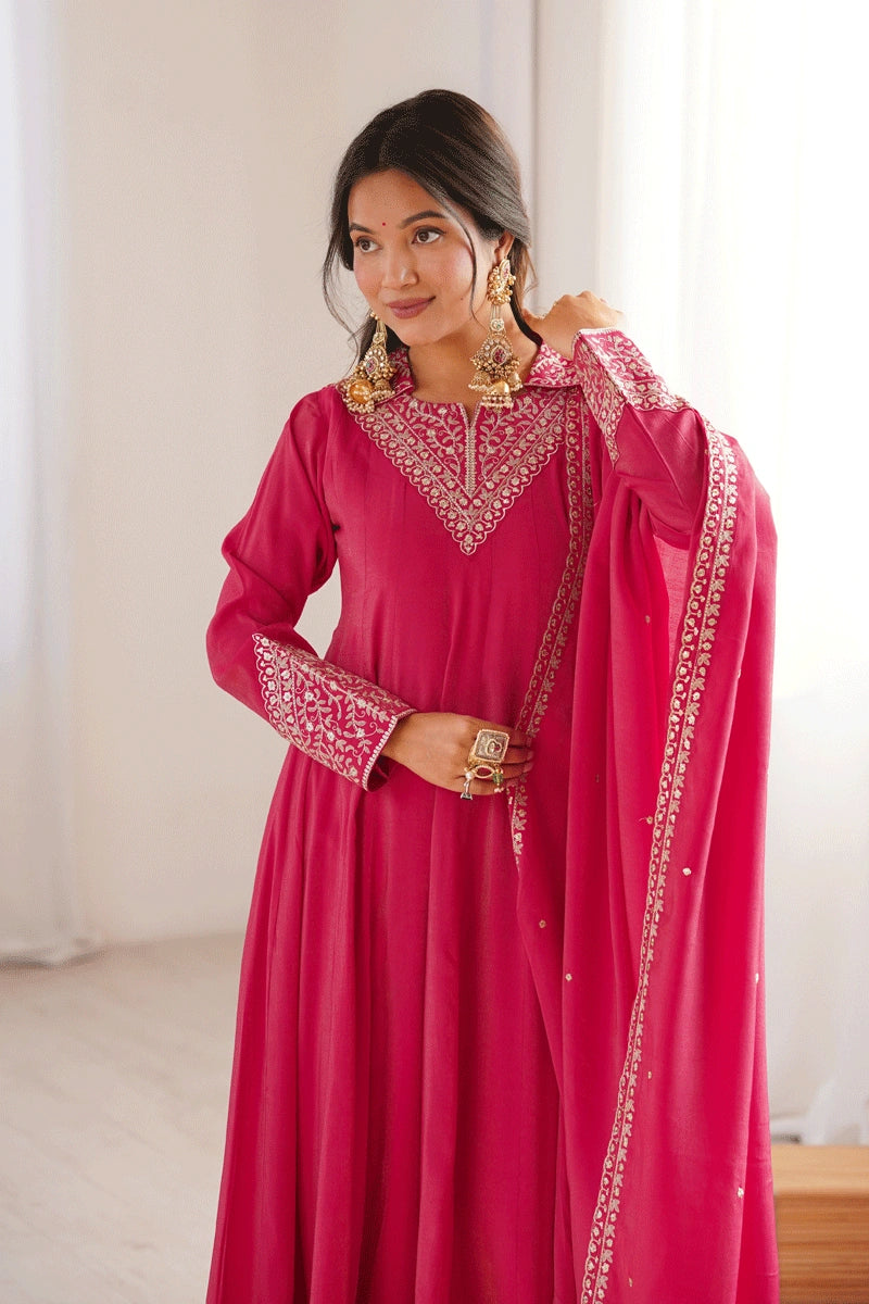 designer zari work anarkali dress