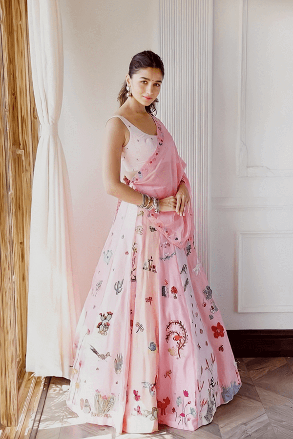 Alia bhatt Style Pink Top Lehenga 2021