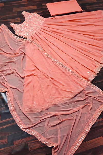 Party wear gown dress design 2021 peach (2)