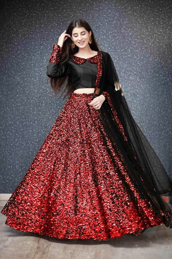 Party wear traditional crop top lehenga Red 2021
