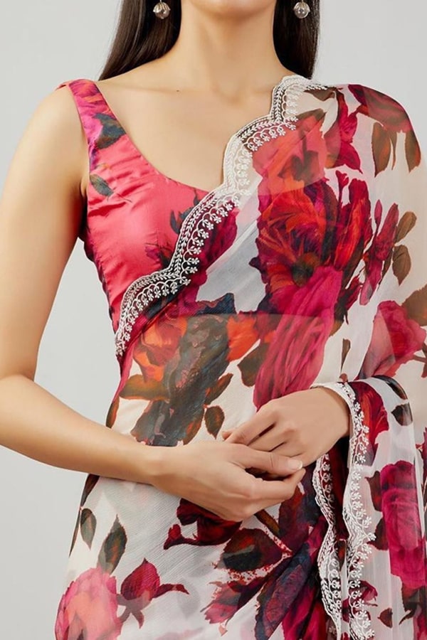 Sabyasachi floral organza saree 2021 Red 1 Anaya Designer Studio | Sarees, Gowns and Lehenga Choli