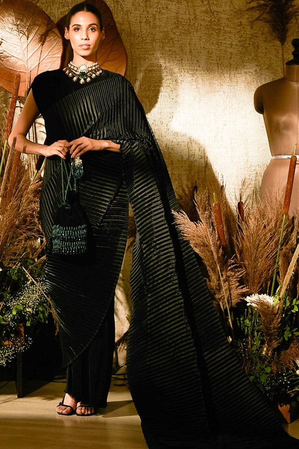 SS23 - Black Saree with Handcrafted Belt
