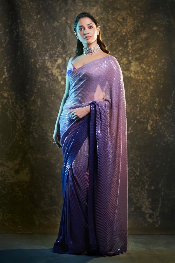 Tamanna bhatia purple Sequence saree buy 2021