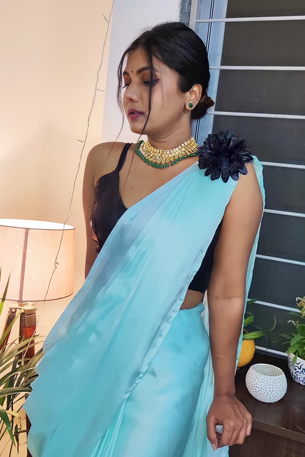 Designer stylish Readymade saree 2021 blue