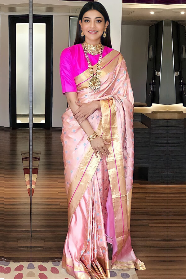 Kajal agarwal latest Banarasi saree Pink (2)