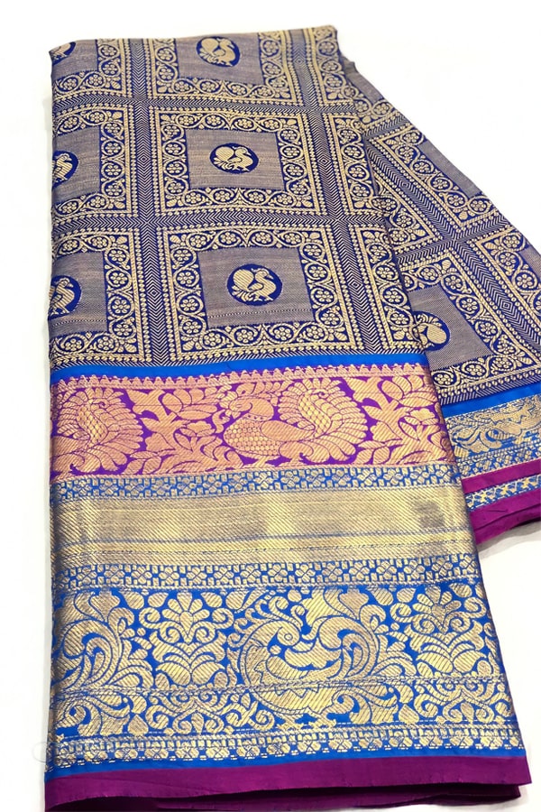 Original kanchipuram silk sarees with price 2021 blue