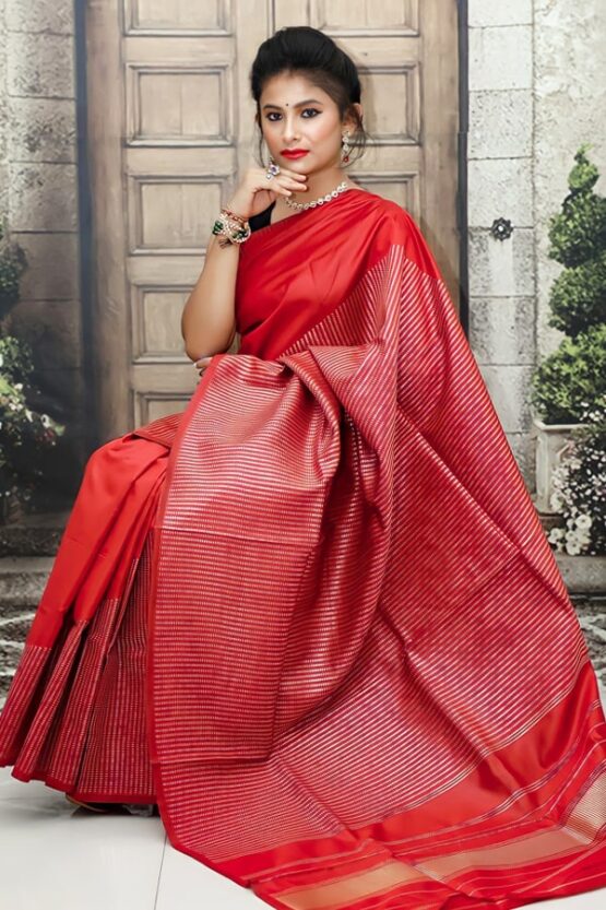 Soft silk kanchipuram silk sarees for wedding red