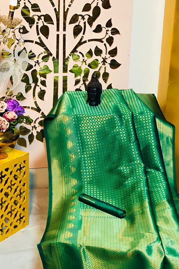 South indian silk sarees for wedding green