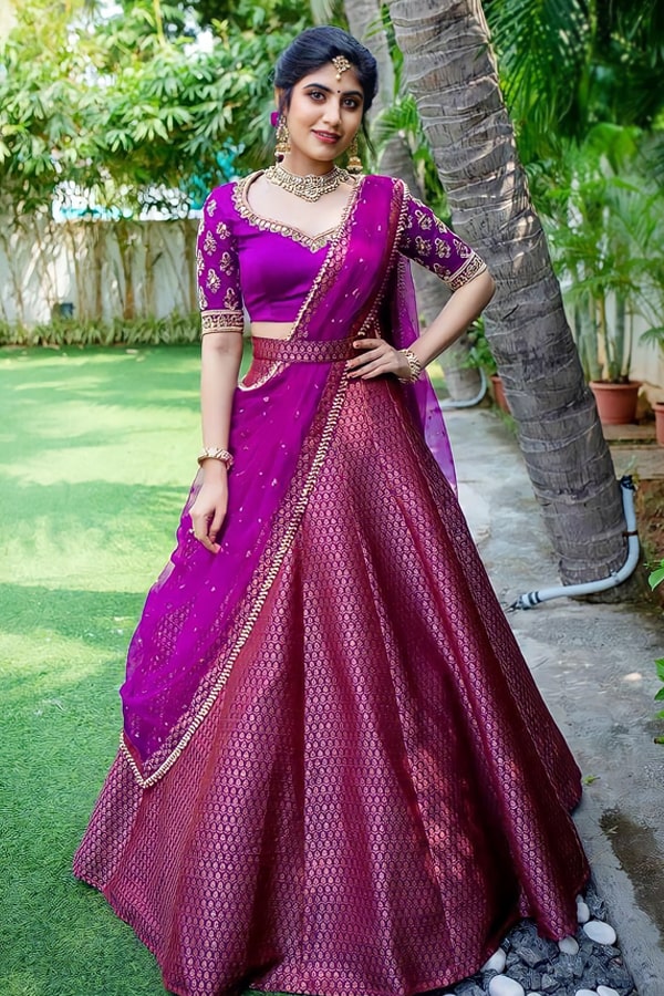 Shivathmika Rajashekar in Designer Half Saree - Saree Blouse Patterns-sgquangbinhtourist.com.vn