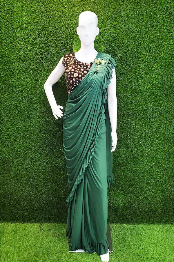 Ready to wear saree online Partywear green